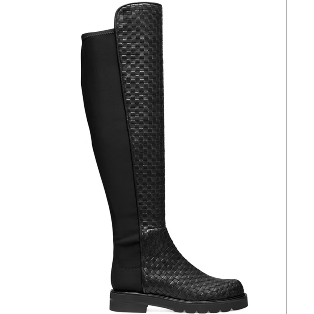 Stuart Weitzman 5050 Lift Woven Boot Over-The-Knee - Black SZ 6